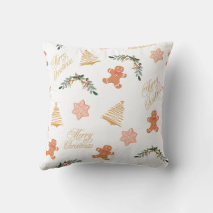 christmas pattern with christmas tree cookies throw pillow