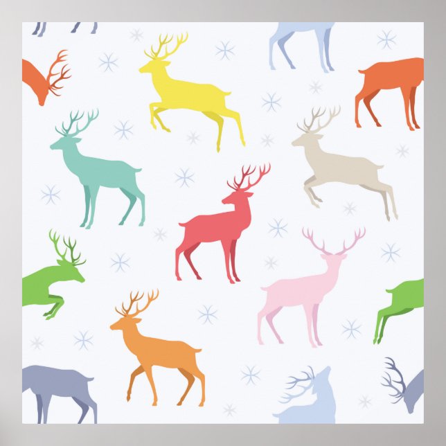 Christmas pattern with deersreindeer,deer,pattern, poster (Front)