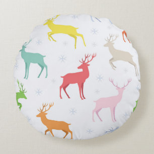Christmas pattern with deersreindeer,deer,pattern, round pillow