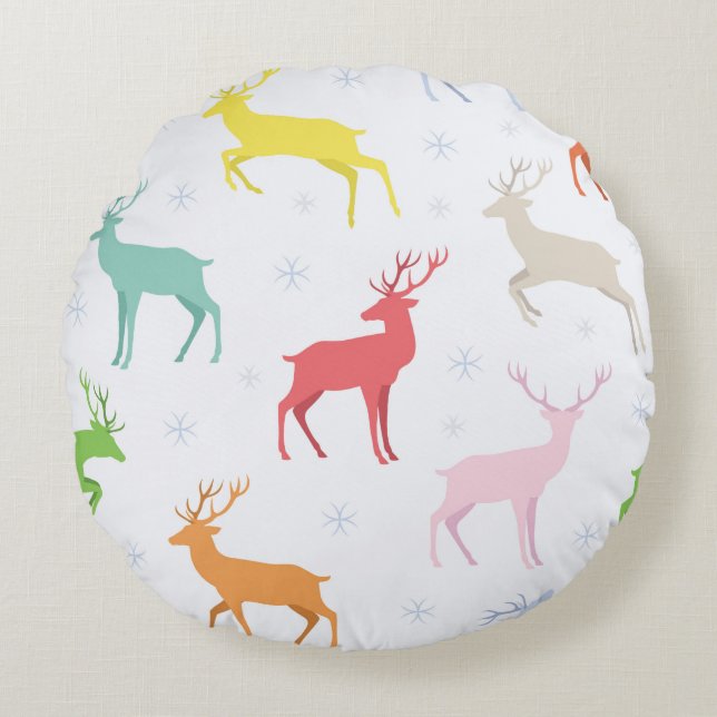 Christmas pattern with deersreindeer,deer,pattern, round pillow (Front)