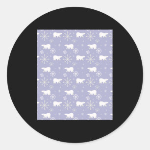 Christmas Pattern With Lar Bears And Snowflakes  Classic Round Sticker