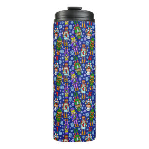 Christmas Pattern With Nutcracker And Snowflakes Thermal Tumbler