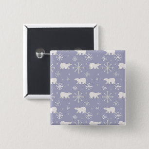 Christmas pattern with polar bears and snowflakes 2 inch square button
