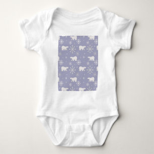 Christmas pattern with polar bears and snowflakes baby bodysuit