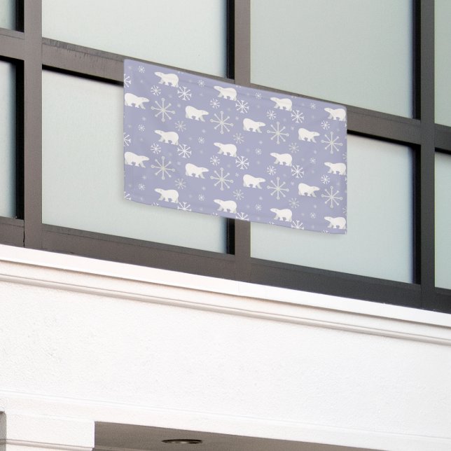 Christmas pattern with polar bears and snowflakes banner (Outside Building)