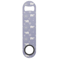 Christmas pattern with polar bears and snowflakes