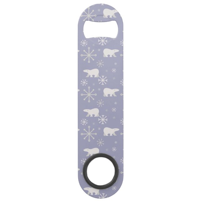Christmas pattern with polar bears and snowflakes bar key (Front)