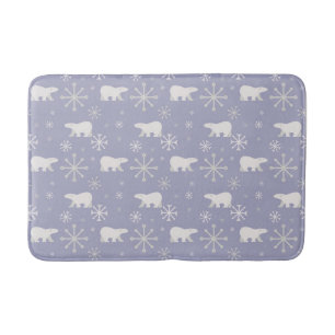 Christmas pattern with polar bears and snowflakes bath mat
