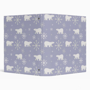 Christmas pattern with polar bears and snowflakes binder
