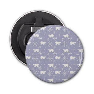 Christmas pattern with polar bears and snowflakes bottle opener