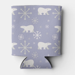 Christmas pattern with polar bears and snowflakes can cooler