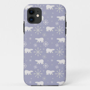 Christmas pattern with polar bears and snowflakes iPhone 11 case
