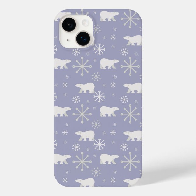 Christmas pattern with polar bears and snowflakes Case-Mate iPhone case (Back)