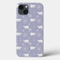 Christmas pattern with polar bears and snowflakes