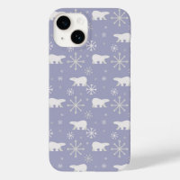 Christmas pattern with polar bears and snowflakes