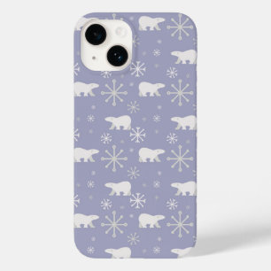 Christmas pattern with polar bears and snowflakes Case-Mate iPhone 14 case