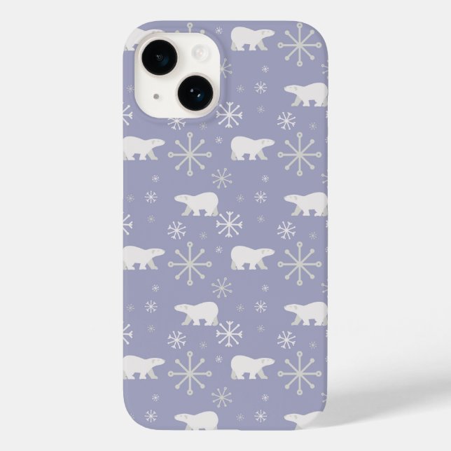 Christmas pattern with polar bears and snowflakes Case-Mate iPhone case (Back)