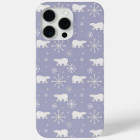 Christmas pattern with polar bears and snowflakes