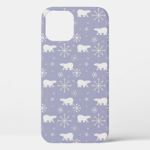 Christmas pattern with polar bears and snowflakes iPhone 12 pro case