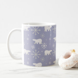 Christmas pattern with polar bears and snowflakes coffee mug