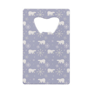 Christmas pattern with polar bears and snowflakes credit card bottle opener
