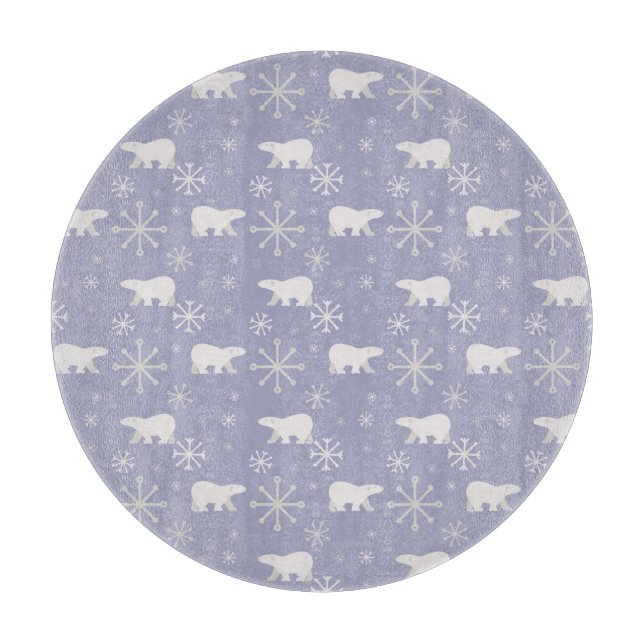 Christmas pattern with polar bears and snowflakes cutting board (Front)