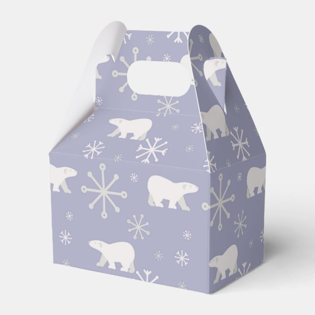 Christmas pattern with polar bears and snowflakes favor box (Front Side)