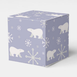 Christmas pattern with polar bears and snowflakes favor box
