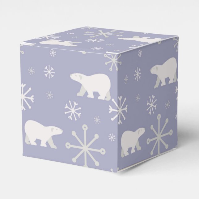 Christmas pattern with polar bears and snowflakes favor box (Front Side)