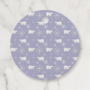 Christmas pattern with polar bears and snowflakes favour tags