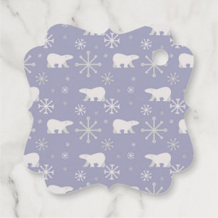 Christmas pattern with polar bears and snowflakes favour tags