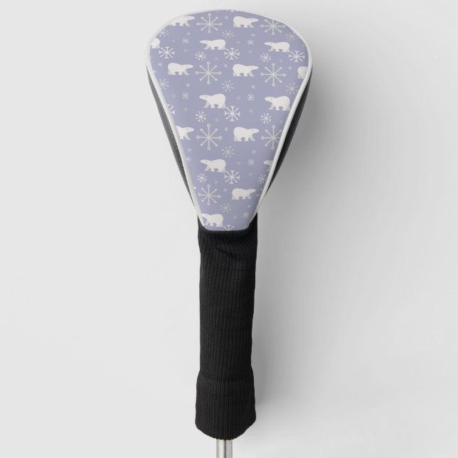 Christmas pattern with polar bears and snowflakes golf head cover (Front)