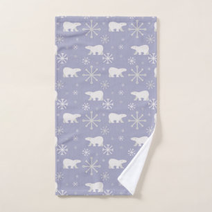 Christmas pattern with polar bears and snowflakes hand towel