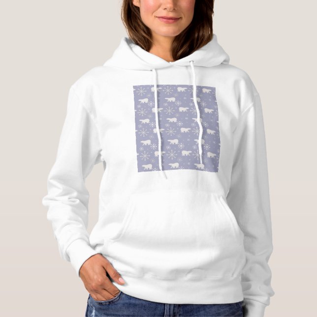 Christmas pattern with polar bears and snowflakes hoodie (Front)