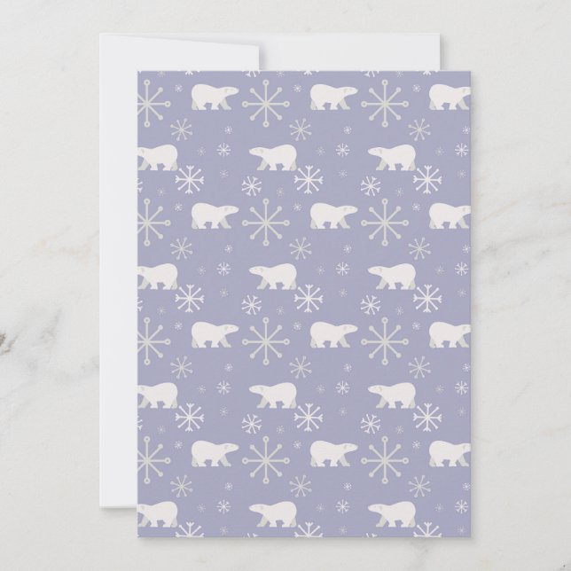 Christmas pattern with polar bears and snowflakes invitation (Front)