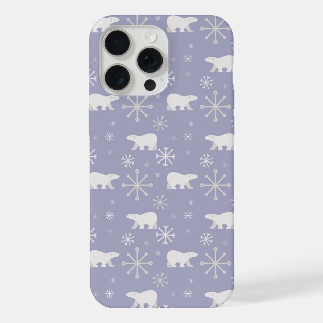 Christmas pattern with polar bears and snowflakes iPhone case (Back)