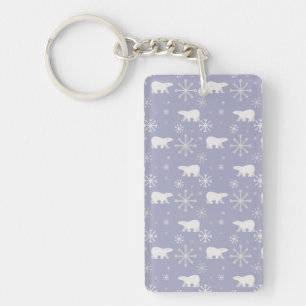 Christmas pattern with polar bears and snowflakes keychain