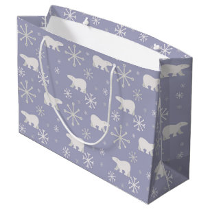 Christmas pattern with polar bears and snowflakes large gift bag