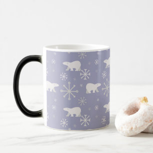 Christmas pattern with polar bears and snowflakes magic mug