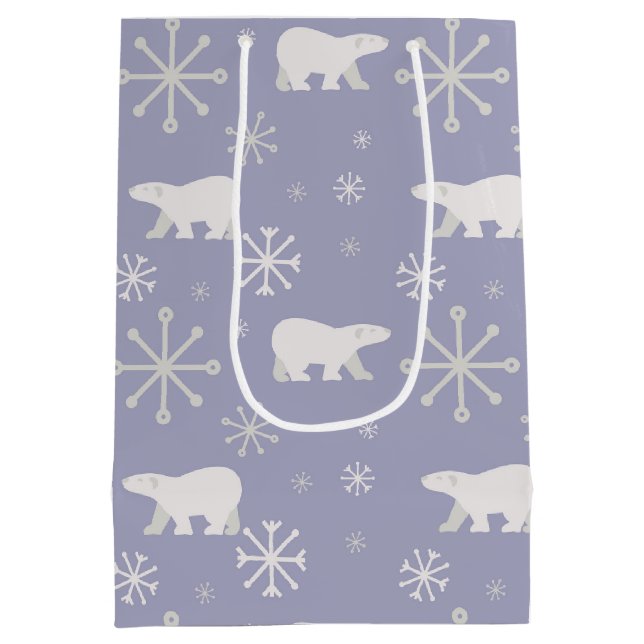 Christmas pattern with polar bears and snowflakes medium gift bag (Back)