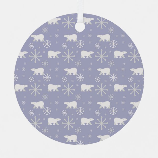 Christmas pattern with polar bears and snowflakes metal ornament (Front)