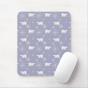 Christmas pattern with polar bears and snowflakes mouse pad