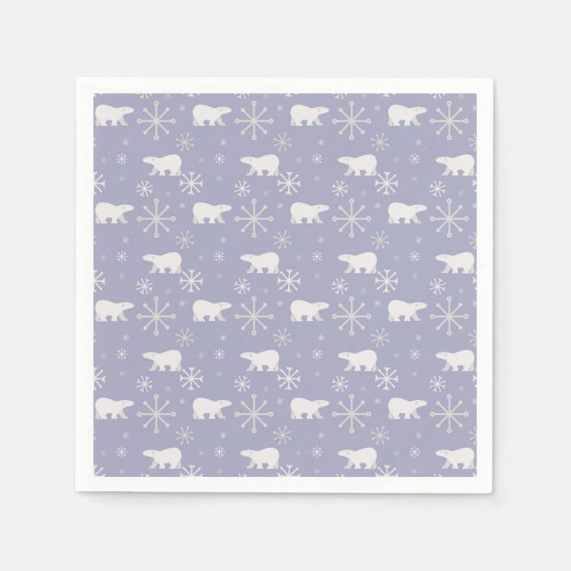 Christmas pattern with polar bears and snowflakes napkin (Front)