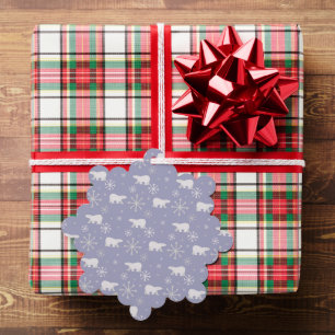 Christmas pattern with polar bears and snowflakes ornament card