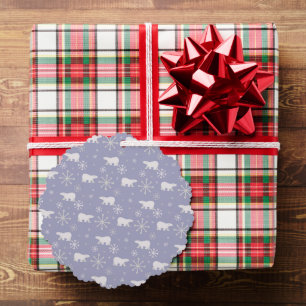 Christmas pattern with polar bears and snowflakes ornament card