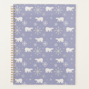 Christmas pattern with polar bears and snowflakes planner