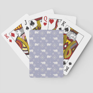 Christmas pattern with polar bears and snowflakes playing cards