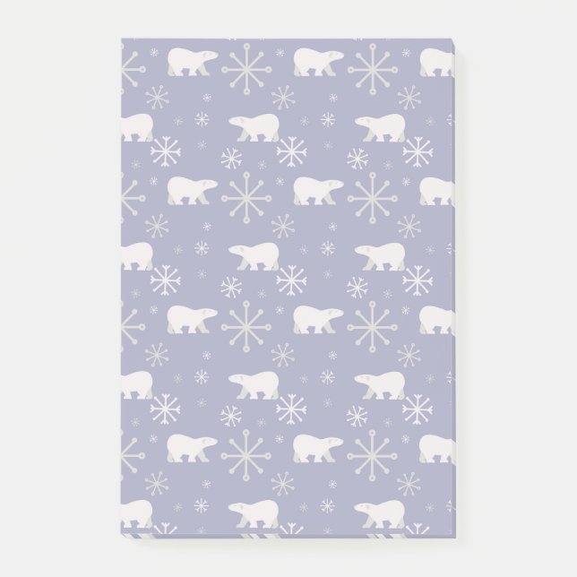Christmas pattern with polar bears and snowflakes post-it notes (Front)