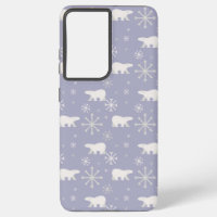 Christmas pattern with polar bears and snowflakes