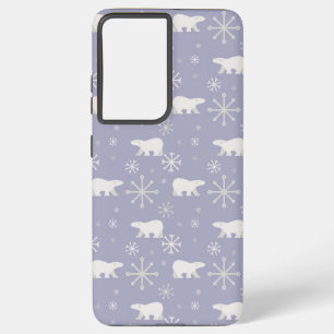 Christmas pattern with polar bears and snowflakes samsung galaxy case